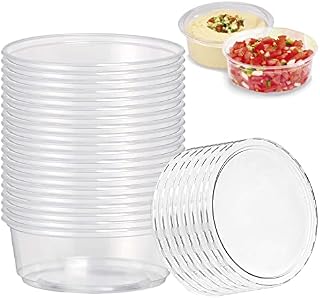 Edenpack 8oz Plastic Food Containers with Lids Reusable Takeaway Microwave Freezer Safe Tubs Pots Food Prep Salad Cereal Dip Leak Proof Deli Tubs (25)