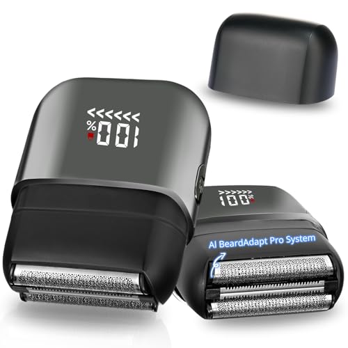 Electric Razors for Men Foil Shavers Mini Travel Beard Trimmer for Men Sensitive Skin, Upgraded Electric Shaver for Men with 3 Blade Heads Floating Head IPX7 Waterproof Wet/Dry LED Display USB Type C