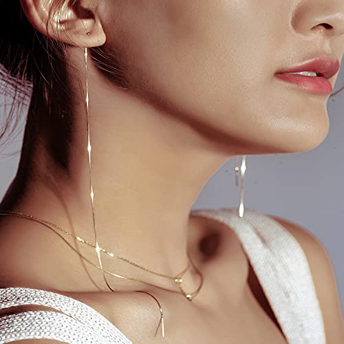 925 Sterling Silver Plated 14K Gold Earrings for Women - Hypoallergenic Nickel Free Lightweight Dangle Earrings, Long Chain Threader Jewelry for Everyday Wear, Trendy Gift for Her3