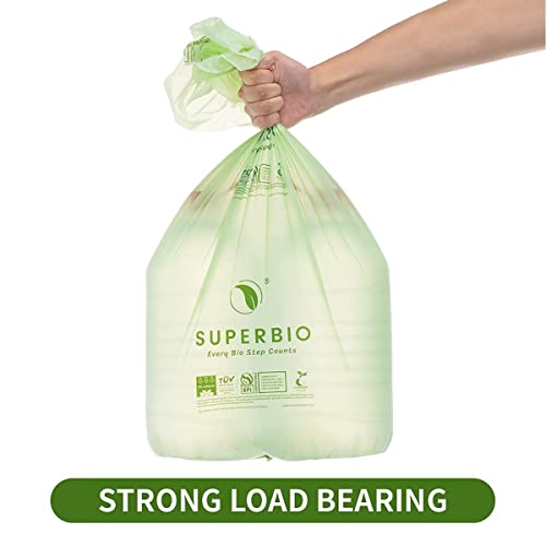 Superbio 13 Gallon Compostable Flat Top Tall Kitchen Garbage Bags, 50 Count, 1 Pack, Food Scrap Trash Bags Certified By Bpi And Ok Compost, 49.2L, 0.87 Mil #TOP5