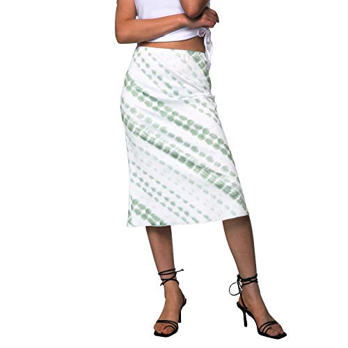 Achlibe Women Summer Y2K Floral/Heart Print Midi Skirt Graphic Printed Bodycon Pencil A-Line Skirt (Green, L)