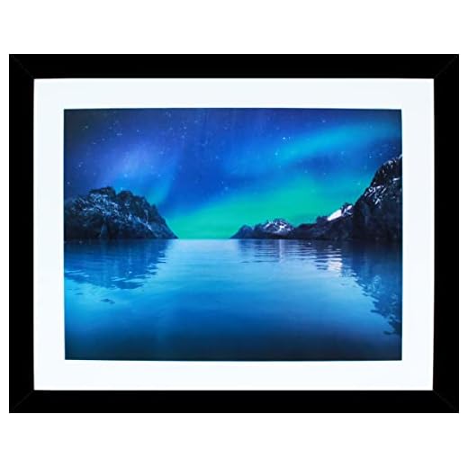 Black 22x28 Gallery Poster Frame with 18x24 Mat - Wide Molding - Includes Attached Vertical and Horizontal Hanging Hardware - Crystal Clear Plexiglass Front - Display 22 x 28 Inch Picture or Art