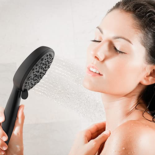 Shower Head With Handheld, 8-Spray Settings Shower Heads High Pressure, Handheld Shower Heads With 71" Stainless Steel Hose & Holder, Matte Black #TOP6