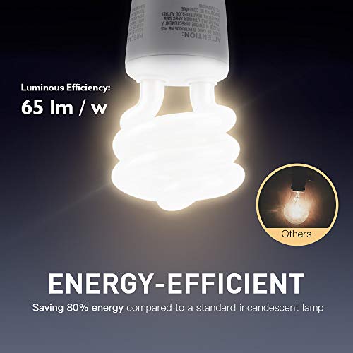 Jackyled Ul-Listed Gu24 Cfl Light Bulbs, T3 13W 2700K Gu24 Base Compact Flourescent Bulbs, Energy Efficient 900Lm Spiral Bulb, 2-Pack #TOP2