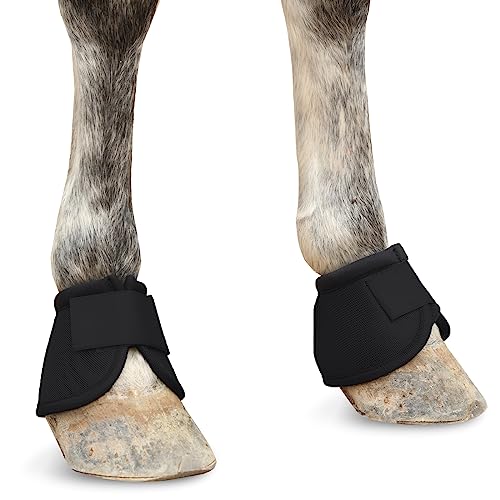 Image of Equine Ballistic Overreach No-Turn Bell Boots for Horses - Horse Hoof Protection Boots (Sold in Pairs) Black X-Large