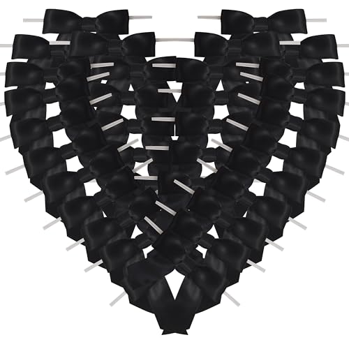Micomon 50個 3-1/2インチ ブラック サテン リボン リボン ツイストタイ ジャイアントリボン 父の日 7月7日 ギフト包装&ラッピング (ブラック)