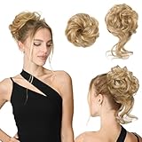 REECHO Hair Bun Hair Piece, 2 Styles Classic Tousled Updo Elastic Messy Bun Scrunchies Fake Hair Bun Donut Ponytail Extensions Messy Hair Bun Accessories for Women - Golden Blonde