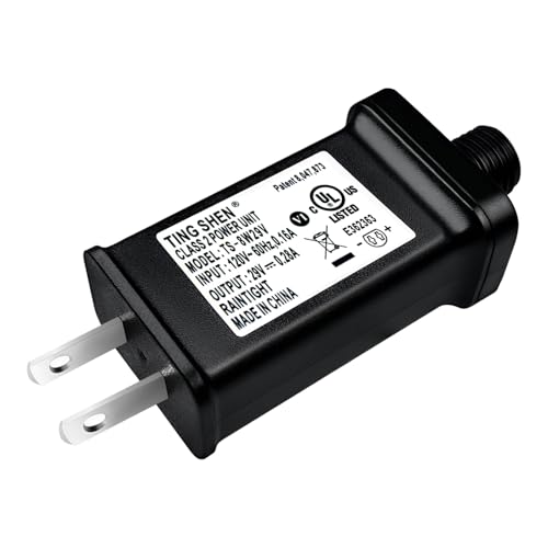 29V 0.28A 8W Class 2 Power Unit Model TS-8W29V LED Transformer Raintight IP44 US Plug Adapter, Seasonal-Use LED Driver for Ting Shen Replacement Parts String Light, Holiday Lighting