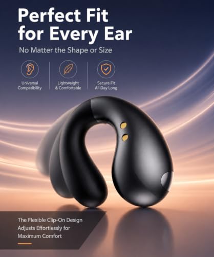 Image of Boytond Ultra Open Ear Earbuds - Comfort Clip On Earbuds, Wireless Bone Headphones Design for Long Listening, Fast Charging for Running, Sports, and Travel, Carbon Black