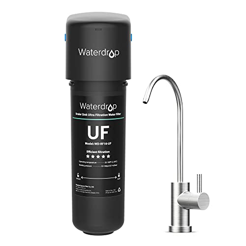 Waterdrop 10UB-UF 0.01 μm Ultra Filtration Under Sink Water Filter System for Baçtёria Reduction, 30,000 Liters with Dedicated Faucet, Reduce PFAS, PFOA/PFOS, Reduces Lead, Chlorine, Bad Taste