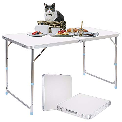 Nineaccy Jason Folding Camping Table Aluminum Lightweight Extra Strength Portable Indoor Outdoor (4FT)