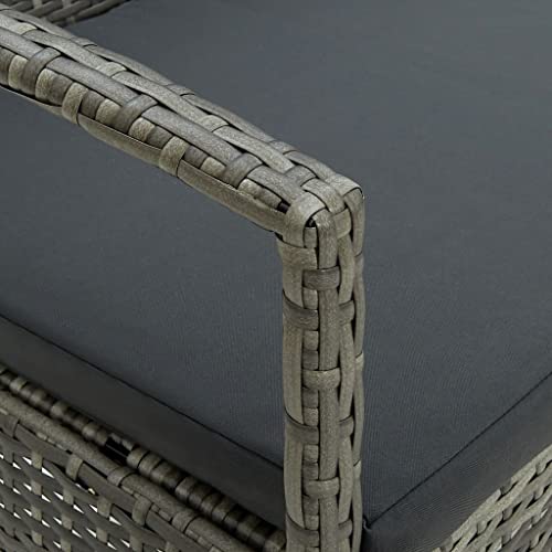 Vidaxl 3-Seater Patio Sofa Garden Outdoor Terrace Lounging Seat Seating Sitting Chair Sofa Furniture With Cushion Gray Poly Rattan #TOP28