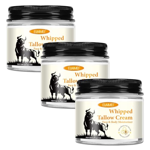 P-Beauty Rindertalg & Honig Hautcreme für Gesicht & Körper - Whipped Tallow Cream - natürliche Hautpflege, trockene & empfindliche Haut, zieht schnell ein - Feuchtigkeitscreme & Anti Aging (3x60g)
