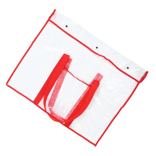 Angoily Capacity Art Portfolio Case Bag with Buckle Handle Transparent Storage Organizer, Red, 73.00X61.00X0.02CM, Casual