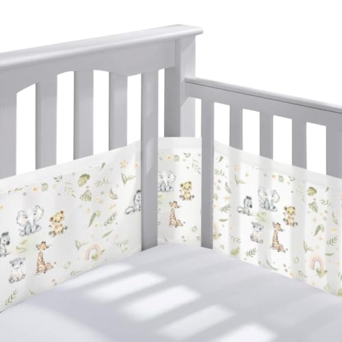 Sunshine smile - Tour de lit Bébé Cabane, Tours de Lit en Maille Respirant, Contour de Lit Bébé Respirant, Doublure en Maille 4 Côtés, Contour de Lit pour Bébé avec Circulation de l'air Doublure en Maille