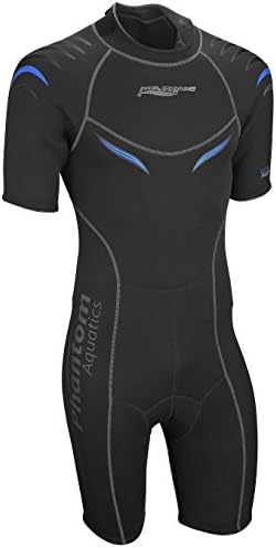 Phantom Aquatics Marine Men's Shorty Wetsuit for Scuba or Snorkeling (Black Blue, Large)