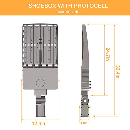 300W LED Parking Lot Light 43,500Lm (145lm/w) 5000K ETL DLC Certified IP65 Waterproof Slip Fitter LED Street Lights Shoebox Pole Lights Outdoor Yard Lighting Fixture