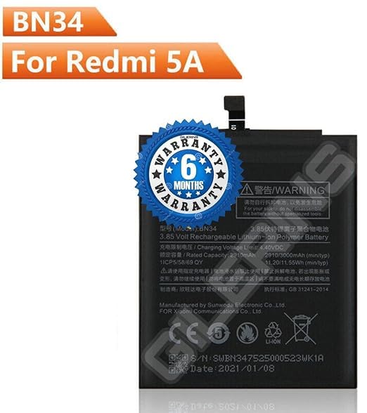 Image of Original BN34 Battery for Redmi 5A / 5A / MCG3B / MCI3B / Battery with 6 Month Warranty** (EE48)