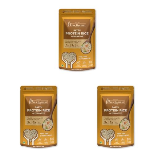 Image of Pink Harvest Farms Sattu High Protein Rice| Vegan |Low GI | Diabetic Friendly - 1 Kg (Pack of 3)