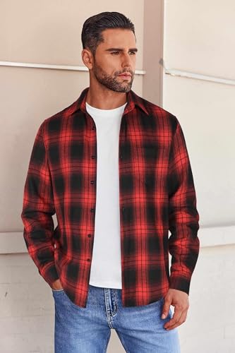 COOFANDY Mens Flannel Shirts Long Sleeve Button Down Shirt with Pocket Casual Shirts Work Shirts for Men2