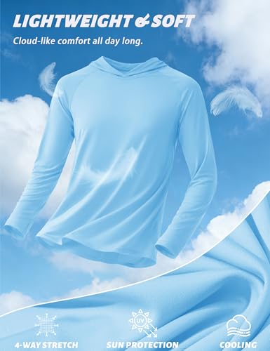 Image of KEFITEVD Men's Sun Hoodie Long Sleeve Fishing UPF 50+ SPF Quick Dry Shirts