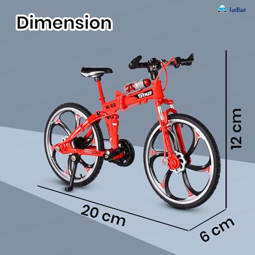 Image of FunBlast Vintage Mini Metal Bicycle - 1:8 Die-Cast Realistic Mount Bike Model, Retro Alloy Classical Cycle Toy for Desktop Ornament, Home Decor, Scene Model (Red)