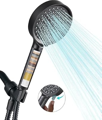 Cobbe Filtered Shower Head with Handheld, High Pressure 6 Spray Mode Showerhead with Filters, Water Softener Filters Beads for Hard Water - Remove Chlorine - Reduces Dry Itchy Skin, Matte Black