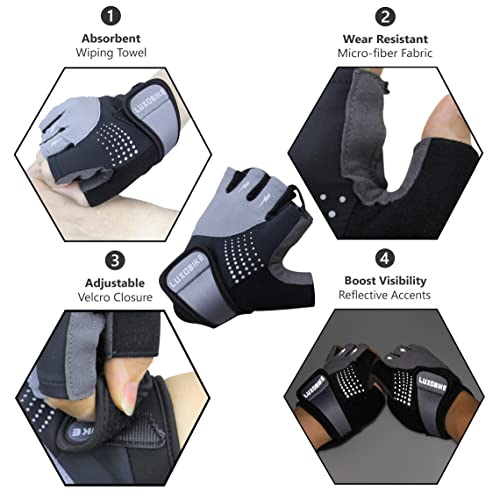 LuxoBike Luvas De Ciclismo Mountain Bike Para Homens, Absorção Impacto, Acolchoadas Em Gel Sbr, Palm