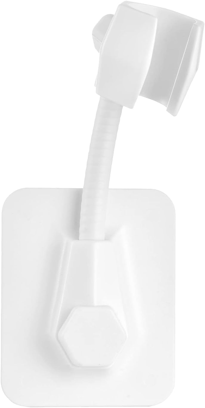 Shower Head Holder 360 Degree Adjustable Handheld Showerhead Bracket Adjustable Shower Holder, Removable No-Punching Wall Mounted Shower Head Bracket (White)