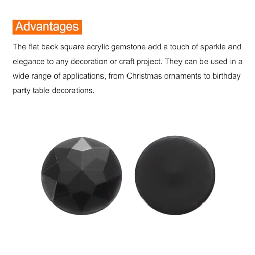 Image of MECCANIXITY Flat Back Round Acrylic Rhinestones,20mm Black Flatback Crystal Rhinestones for Crafts Clothes Shoes DIY Decoration Gifts 50Pcs