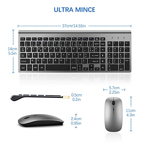 TopMate Ensemble Clavier et Souris sans Fil Ultra-Mince - Gris Noir – vue 6