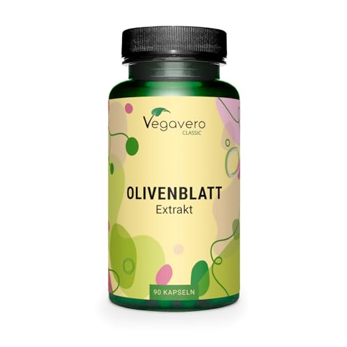 Olivenblattextrakt Kapseln | 40% Oleuropeino | Spanischer Olivenblatt Extrakt (15:1) | 500mg - Entspricht 7500 mg Olivenblättern | 90 Stück | Vegan von Vegavero