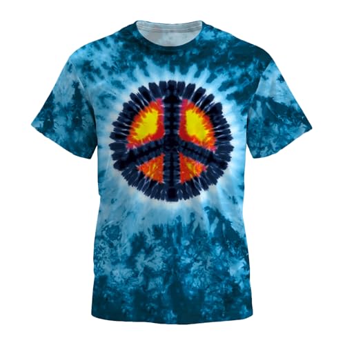 ZAMKDXFQ Tie Dye Shirts Men Hippies Senior Short Sleeve Hippies Senior Tie Dye Tee Shirt Blue