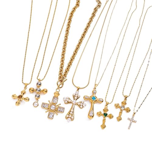 Collier croix et perles acier inoxydable, bijou pour tous les jours
