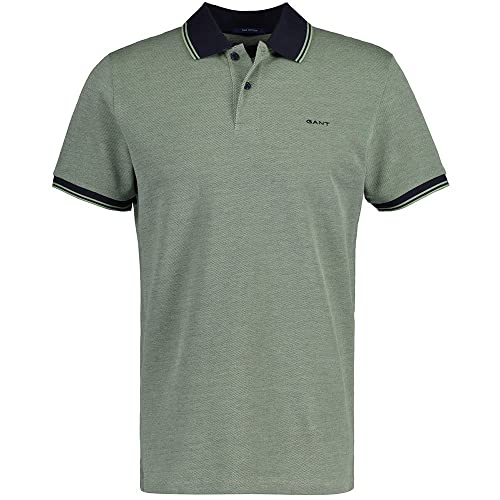 GANT Herren 4-COL Oxford SS Pique Polohemd, Basil Green, XL