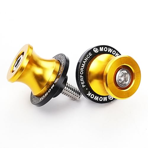 MOWOK M8 Diábolos Moto Basculante Bobina de Deslizadores Tornillo del Soporte para S1000 R XR RR, GSR 600 750 GSXR GSXS 1000 GSX-8S Vstrom SV650, CBR 600 1000 900 954 RR Trident 660 Monster (Oro)