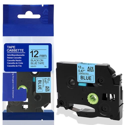 xv^[f12mm݊xe[vTZE631 TZE231 TZE131 PTH110 PTP710BT PTD200 PTD210 PTH100œ(Black on Blue)