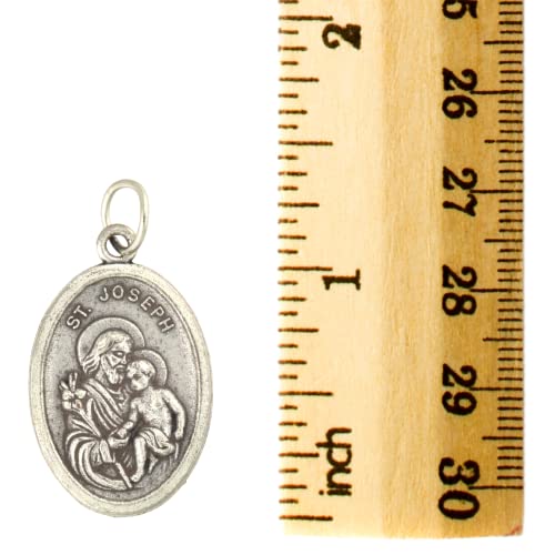 Needzo Saint Joseph Religious Medal, Pray For Us Devotional Charm for Fathers Gift, 1 Inch, (Pack of 3)2