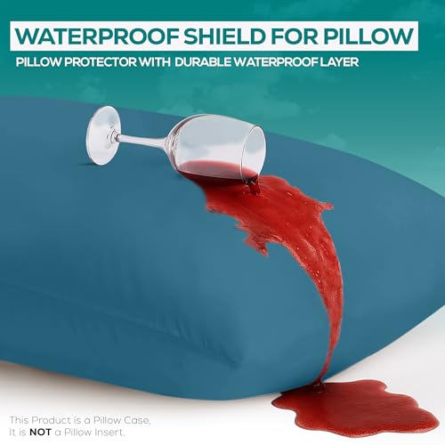 Image of Utopia Bedding Premium 100% Waterproof Pillow Protectors with Zipper Standard Size (Set of 2), Bed Bug and Dust Mite Proof Zippered Pillow Covers, Pillow Encasement Cases, Denim Blue