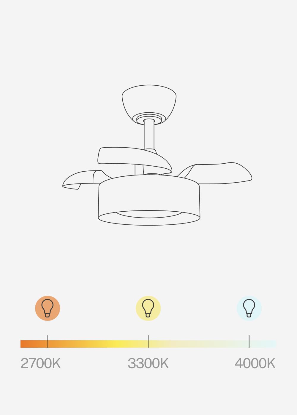 CREATE / WIND CLEAR LAMP/Ventilador de techo con luz lino moca con mando / 40W, Silencioso, Ø55 cm, 6 velocidades, aspas retráctiles, programable, función verano-invierno, luz led 3 temperaturas
