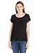 NY Collection Women's Solid Short Sleeve Scoop Neck High Low Straight Hem Top
