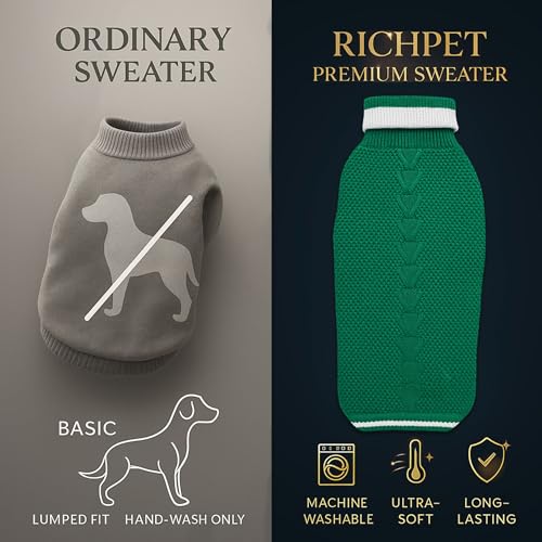 Image of Dog Sweater for Large Dogs (Green, 26-Inch) - Soft, Stretchable Knit Dog Winter Clothes to Keep Golden Retriever, German Shepherd, Husky & Labrador Warm, Cozy & Stylish