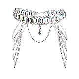 Women's Body Chain Colorful Rhinestone Layered Waist Chain Adjustable Belt Bikini Body Chain (Silver Bottom)