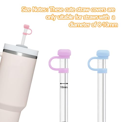 Image of 12P Straw Cover for Stanley Cup, Silicone Straw Topper for Stanley Cup 30&40oz with Tumblers, 10mm 0.4in Lid Accessories (Reusable)