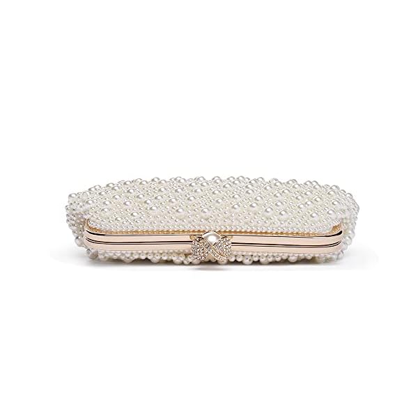 Mulian LilY Womens Clutch Evening Bags Full Beaded Artificial Pearls Handbag for Wedding Bridal Parites Prom - Image 5