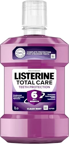 Listerine Total Care Antibacterial Mouthwash (1000ml), Caring and Cleansing Mouthwash with 10-in-1 Benefits, Clean Mint-Flavoured to Freshen Breath