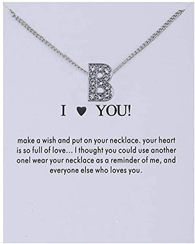 Preisvergleich Produktbild CKAWM Halskette Frauen Kristall Alphabet Anfangsbuchstaben Nachrichtenkarte Halskette Anhänger Frauen Halsketten Ich Liebe Dich Schmuck