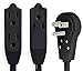 Maximm Cable 6 Ft 360? Rotating Flat Plug Extension Cord/Wire, 16 AWG Multi 3 Outlet Extension Wire, 3 Prong Grounded Wire - Black - UL Listed