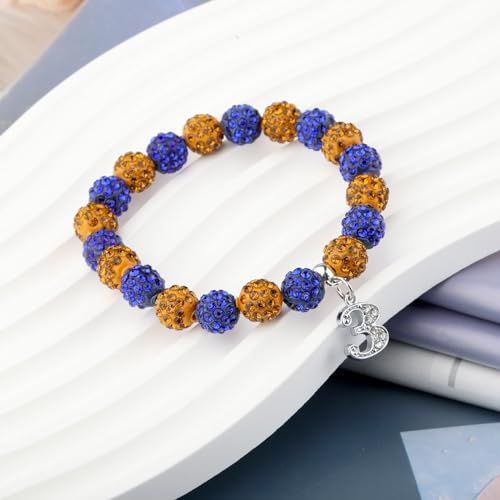 Image of POTIY SGR Sorority Gift Orange and Blue Beads Bracelet with Rhinestone Nmuber Charm Sorority Soror Gift
