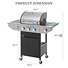Unovivy 3-Burner Propane Gas BBQ Grill with Side Burner & Porcelain-Enameled Cast Iron Grates Built-in Thermometer, 37,000 BTU for Outdoor Cooking Kitchen, Garden and Patio Backyard Barbecue #1
